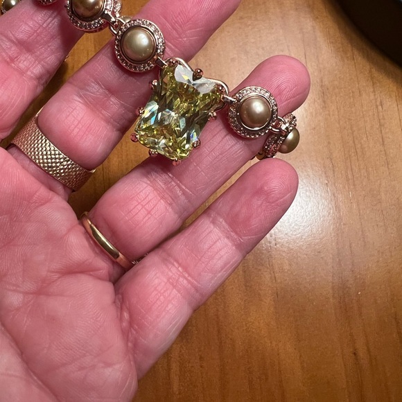 Eddie Borgo Estate Rose Gold Cultured Pearl Pyramid Spike Brass Necklace J Crew - Picture 5 of 15